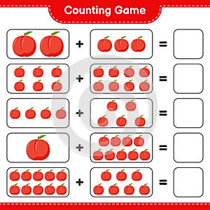 Counting game, count the number of Nectarine and write the result. Educational children game, printable worksheet