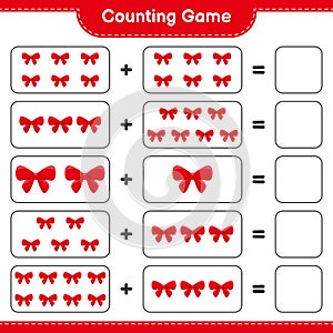 Counting game, count the number of Ribbons and write the result. Educational children game, printable worksheet