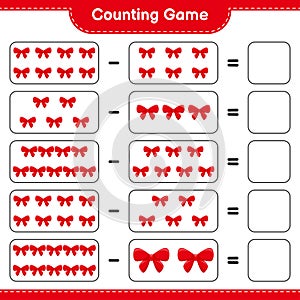 Counting game, count the number of Ribbons and write the result. Educational children game, printable worksheet
