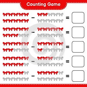 Counting game, count the number of Ribbons and write the result. Educational children game, printable worksheet