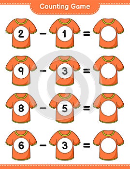 Counting game, count the number of Tshirt and write the result. Educational children game, printable worksheet, vector