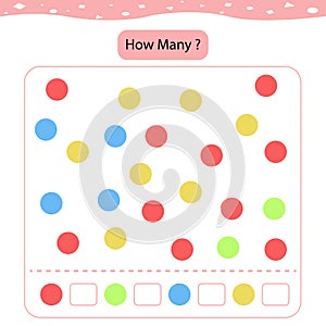 Counting game, how many color. Educational children game.