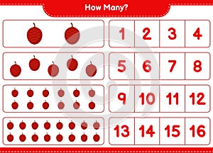Counting game, how many Ita palm. Educational children game, printable worksheet photo