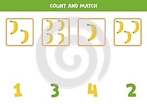 Counting game for kids. Math game with cartoon bananas.
