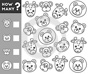 Counting Game for Preschool Children. Count how many animals