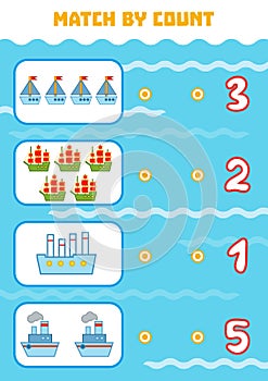 Counting Game for Preschool Children. Count ships