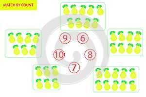 Counting Game for Preschool Children. Mathematics task. How many objects. Learning mathematics, numbers, logic.