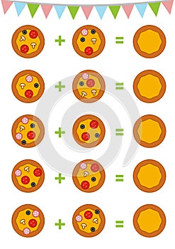 Counting Game for Preschool Children. Pizza