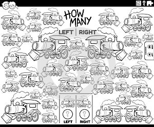 counting left and right pictures of steam engine coloring page
