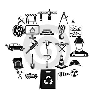 Counting material icons set, simple style