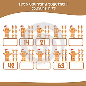 Counting by sevenÃ¢â¬â¢s the Christmas theme worksheet. Counting in 7's