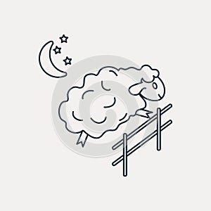 Counting sheeps. Sheep outline icon