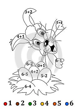 Counting for small children with an Easter hare - illustration