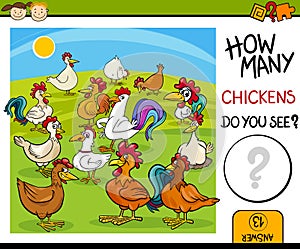 Counting task with chickens cartoon