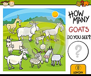 Counting task with goats cartoon photo