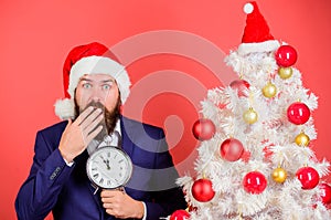 Counting time till christmas. How much time left. Keep track of time. Time to celebrate. Businessman join christmas