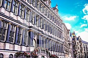 Countless windows of the city hall, Ghent, Belgium