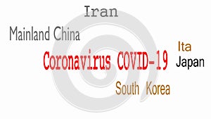 Countries with confirmed coronavirus cases. Chinese Wuhan virus. Pandemic