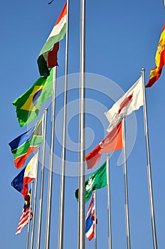 Countries flags flying