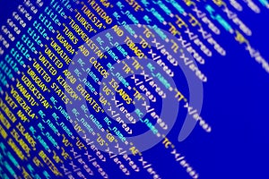 Countries list in XML.