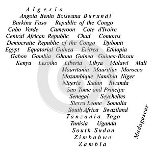 Countries Names Vector Maps Africa Silhouette