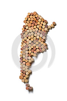 Countries winemakers - maps from wine corks. Map of Argentina on