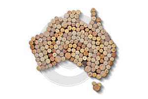 Countries winemakers - maps from wine corks. Map of Australia on