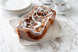 Country apple fritter loaf cake with icing