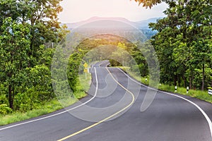 Country asphalt road with curves