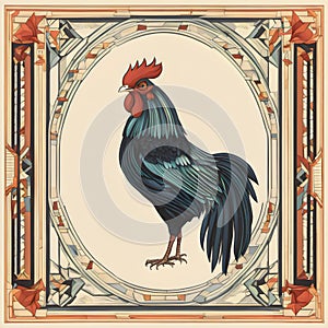 Country Blue Rooster Tile