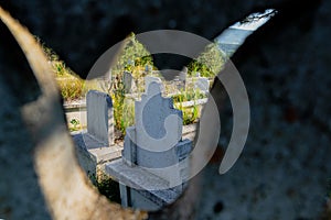 Country cemetery behind tulip shape fence/wall, Turkey