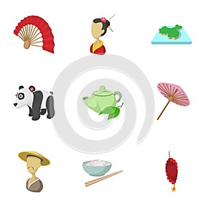 Country of China icons set, cartoon style