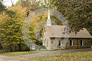 Country church in autumn