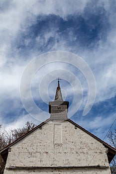 Country church with blue sky