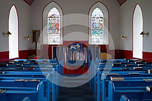Country Church, internal view. Fair Isle, Shetland