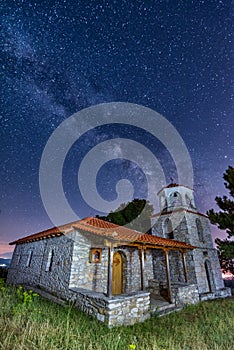 Country church and the milky way