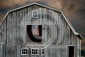flag in barn hayloft