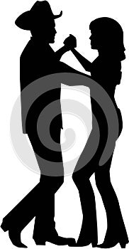 Country dancing couple silhouette