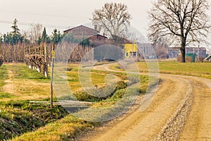 Country dirt road and ditch