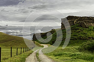 Country Dirt Road Next to a Plateau