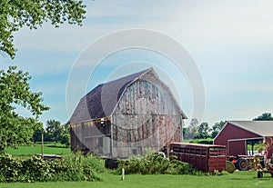 Country Farm Scene, Barns, Trailers, Tractors