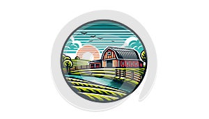 a country farming icon logo label seal farming rural agricultural symbol agriculture farmland harvest season illustration