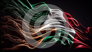 Country Flag of Maxico in Explosion or Splashing With White Smoke Wind on Dark Backdrop AI Generative