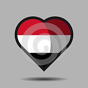 Yemen flag. National flag on heart shape vector eps 10.