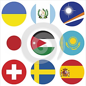 country flags consisting of Sweden, Japan, Spain, Ukraine, Uzbekistan, Kuwait, and Switzerland.