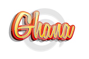 Country Ghana text for Title or Headline. In 3D Fancy Fun and Cute style.