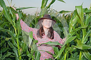 Country girl in corn field