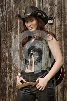 Country girl with guitar