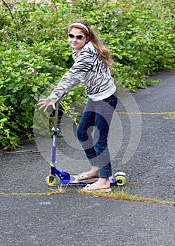 Country Girl on Skate Scooter