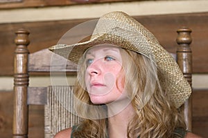 Country girl in straw hat.